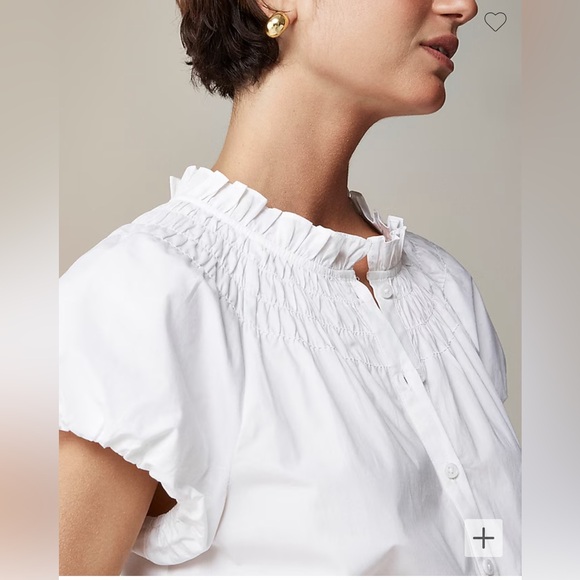 NWT J.CREW Size XXS, XL, XXL Smocked-neck top White - Picture 3 of 15